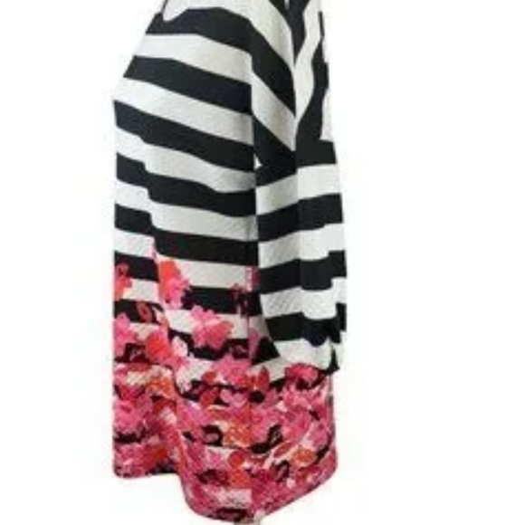 Free People Postmark Linnea striped floral border balloon sleeve tunic top Med - Picture 2 of 9
